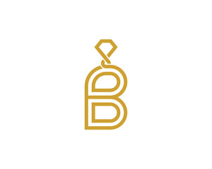 Initial Letter B Diamond Jewellery Logo Concept sign icon symbol Element Design Line Art Style. Jewelry Logotype. Vector illustration template