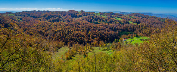 landscape with mountains and blue sky