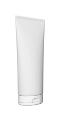 Transparent tube mockup in PNG format. Cosmetic tube. The tube of cream. Round white plastic tube for cosmetics. 3D transparent rendering.