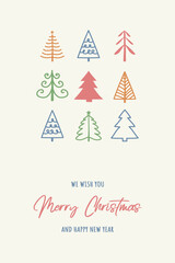 Abstract Christmas trees. Greeting card. Vector illustration