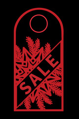 Christmas sale tags set with different shapes and hand drawn elements