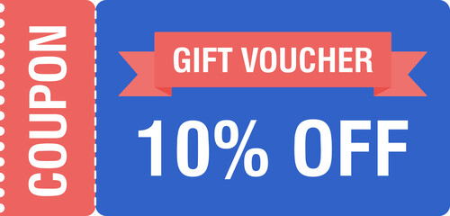 Coupon mockup with 10 percent off. Discount voucher, gift coupon. Coupon promotion sale. Illustration