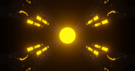 Render with a black surface with a bright yellow glow