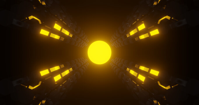 Render With A Black Surface With A Bright Yellow Glow