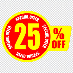 25 percent discount sign icon. Sale symbol. Special offer label