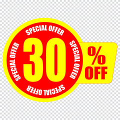 30 percent discount sign icon. Sale symbol. Special offer label