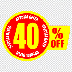 40 percent discount sign icon. Sale symbol. Special offer label
