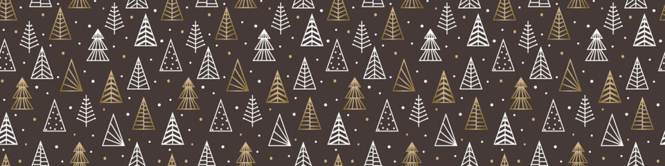 Obraz premium Background with abstract Christmas trees. Seamless pattern. Banner. Vector illustration