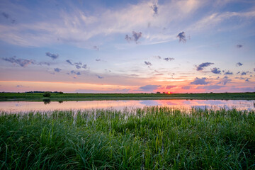 sunset over the lake