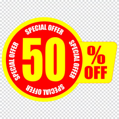 50 percent discount sign icon. Sale symbol. Special offer label
