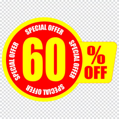 60 percent discount sign icon. Sale symbol. Special offer label