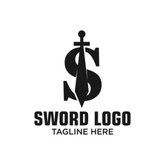 Letter S Sword Logo Design Template Inspiration, Vector Illustration.