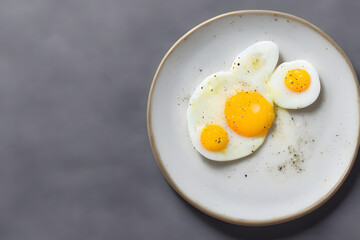 cooked eggs on a plate, a healthy and yummy breakfast