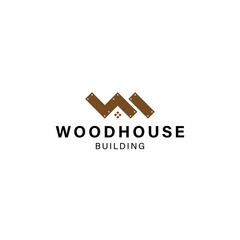 Wood house building logo design vector