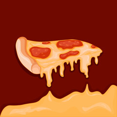vector illustration of pizza. pizza. a slice of pizza with cheese. advertisement, greeting card, banner for pizzeria. illustration of pizza