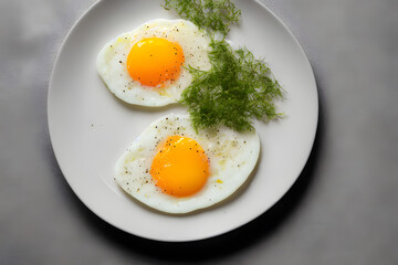 cooked eggs on a plate, a healthy and yummy breakfast