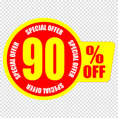 90 percent discount sign icon. Sale symbol. Special offer label