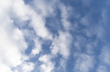 View of beautiful blue sky with white clouds.