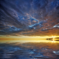 beautiful sunset on the sea. Seascape. Nature composition