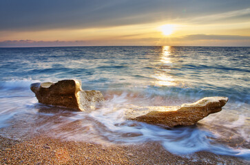 Fototapeta na wymiar beautiful sunset on the sea. Seascape. Nature composition