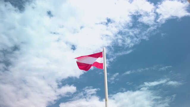 Austrian flag waving in the wind 4K stock video