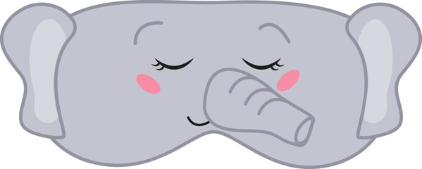 Sleep mask with baby elephant face Vector illustration