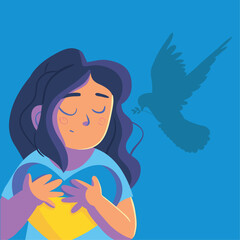 Ukraine no war, woman with heart
