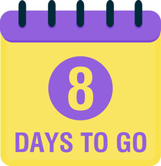 Countdown 8 days to go. Countdown timer. Calendar icon. Time icon. Count time sale. Illustration