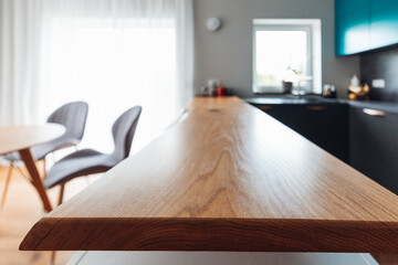 Bar counter at home in the kitchen close up