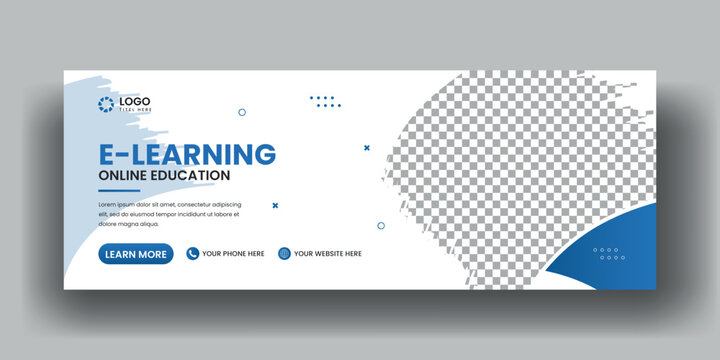 School admission social media cover banner template or Digital learning web banner design