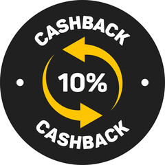 Cash back label. Banner design template with 10 percent cash back offer. Illustration