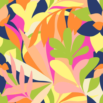 Seamless abstract 70'S style pattern. Waves  colorful shapes