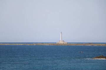 View to Faro dell'Isola di Sant'Andrea from Gallipoli, Puglia Italy