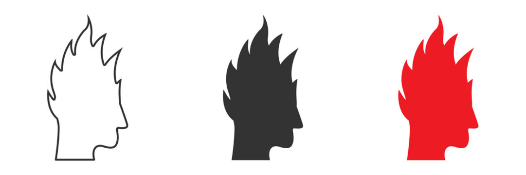 Head on fire icon. Punk icon. Vector illustration.