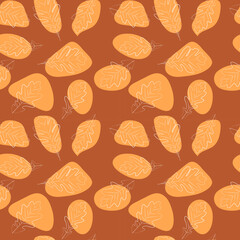Set of oak leaves seamless patterns. Vector graphics