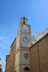 Fototapeta na wymiar Bell Tower of the Gallipoli Cathedral in Gallipoli, Italy