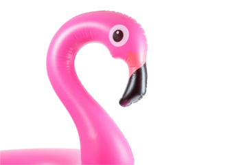 Pink pool. Pink inflatable flamingo for summer beach isolated on