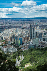 Fototapeta na wymiar Bogotá, Colombia. September 7, 2022: Panoramic landscape of the city seen from the Monserrate hill. 
