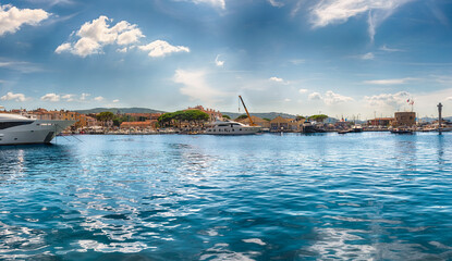 View of the old harbor of Saint-Tropez, Cote d'Azur, France