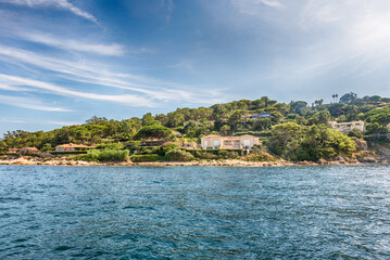 Fototapeta na wymiar View of the coastline near Saint-Tropez, Cote d'Azur, France