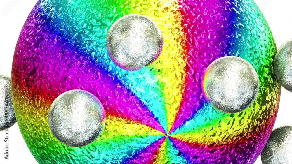 Poster realistic satisfying looping 3d animation of the beautiful textured metallic rainbow gradient stripe