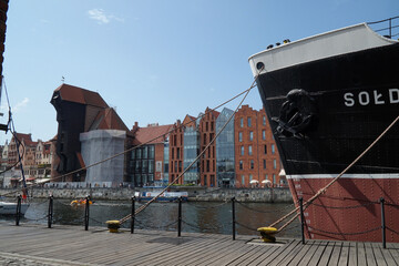 Museum ship Statek Generał Zaruski on the Moltava river in Gdansk. Poland.