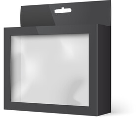 Black vector product package box with window
