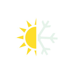 Icon Sun Snowflake, Concept Changing Seasons, Vector Illustration