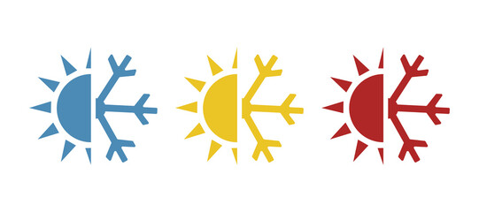 Fototapeta premium Icon Sun Snowflake, Concept Changing Seasons, Vector Illustration