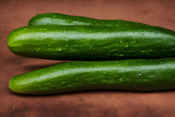 photo of green cucumbers, a fresh vegetable, recently harvested