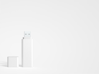3D illustration. White pendrive isolated on white background