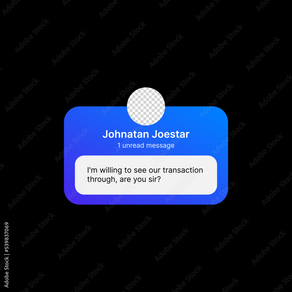 Poster unread message notification banner illustration. social media ui concept on black background. editab