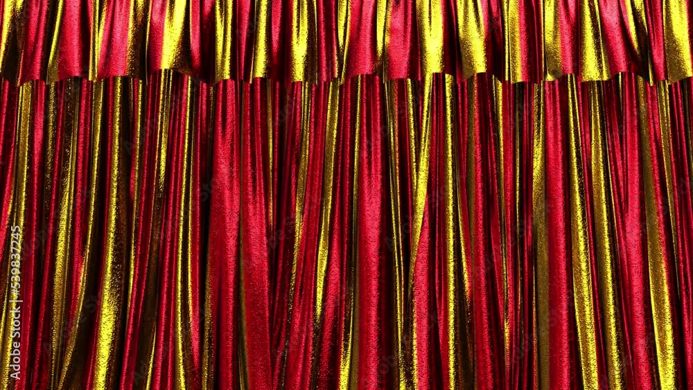 Poster realistic 3d animation of the festive golden red vertical striped glossy metallic textured circus st