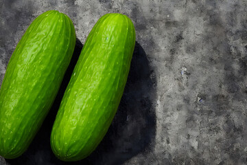 photo of green cucumbers, a fresh vegetable, recently harvested